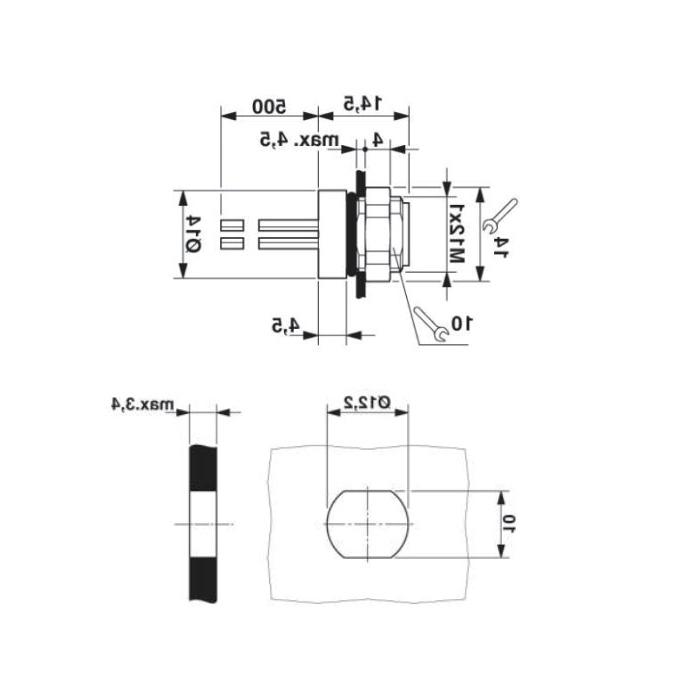 M8 3 Pin、Female flange socket、Board rear mount、63SA01-XXX