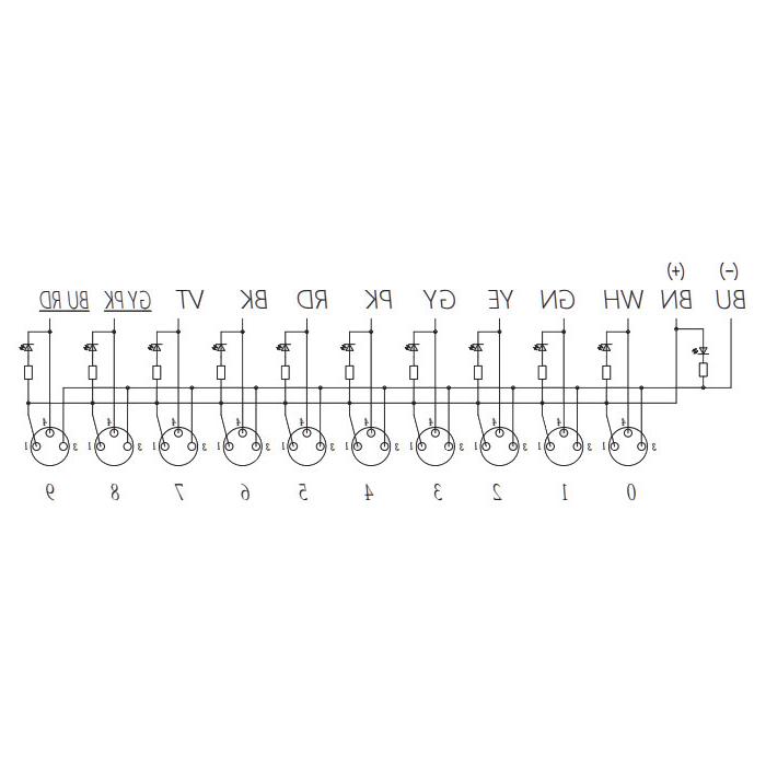 M8 Junction box、Single channel、NPN、10 port 、All-in-one、With LED、PVC non-flexible cable、Gray sheath、23NA31-XXX