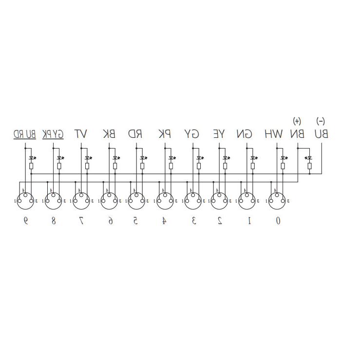 M8 Junction box、Single channel、PNP、10 port 、All-in-one、With LED、PUR flexible cable、Black sheath、23PA11-XXX