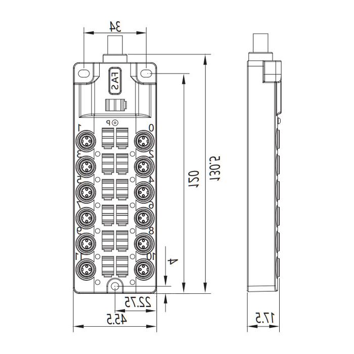 M8 Junction box、Single channel、PNP、12 port 、All-in-one、With LED、PVC non-flexible cable、Gray sheath、23PA21-XXX